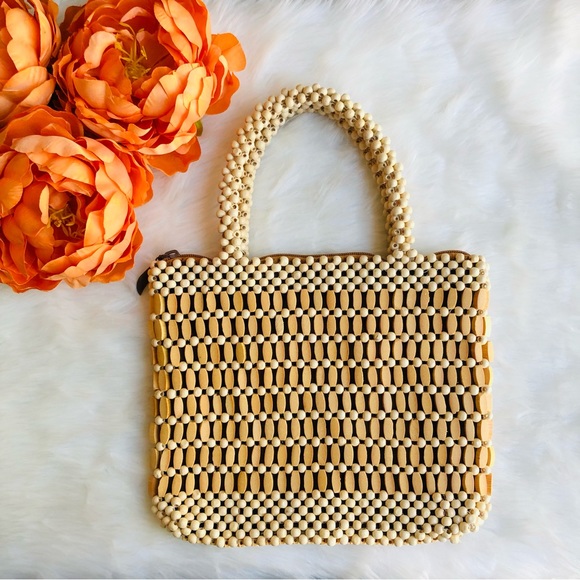 Vintage Artisan Wooden Beaded Bag - Picture 11 of 13